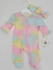 Baby Girl 3 Months NWT Two Piece Pajamas Head Band "Little Me"