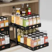 RCHYFEED Pull Out Spice Rack Organizer for Cabinet 2-Tier Heavy Duty Slide Ou...
