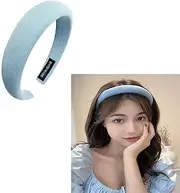 Blue Padded Headband Puffy Headbands for Women Girls Chunky Hairbands Thick Puffy Head Band Vintage Fashion Pad Headband for Women Christmas Party Headbands Hair Accessories