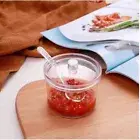 With Spoon and Lid Acrylic Sugar Bowl Condiment Container Chili Sauce