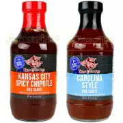 Three Little Pigs 2 Pack BBQ Combo Spicy Chipotle & KC Carolina Style BBQ Sauces