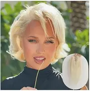 12 Inch Hair Toppers Light Blonde Middle Part Hair Piece for Women 3.5"×4" Silk Base Clip in Remy Hair Toppers