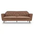 Sarantino Faux Velvet Tufted Sofa Bed Couch Futon - Brown
