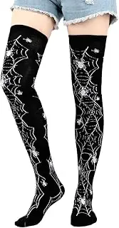 [Namzi] Halloween Thigh High Long Stockings Over Knee Stockings Cosplay Festival Socks ，Black Spider Web, Black Spider Web, 4