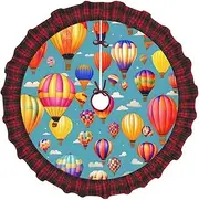 [VPPUR] Hot Air Colorful Balloons Print Xmas Tree Skirt Santa Xmas Decor Holiday Party 48''36''30''Christmas Tree Skirt