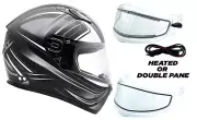 Adult Snowmobile Helmet Gray Full Face Double Pane Shield or Heated DOT 3x 4x