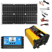 V3.0 18W 12V to 110V/220V Solar Panel Solar Power System Portable 4000W Power Inverter With 2 USB Ports 30A Solar Charge