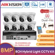 Hikvision 4K 8CH Home CCTV System 8MP Hybrid Light AcuSense POE Camera Dual MIC