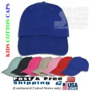 Kids Cotton Caps Washed Low Profile Plain Baseball Dad Cap Hat