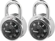 1500T Locker Lock Combination Padlock, 2 Pack, Black