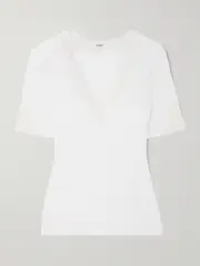 [Chloé] Chloé - Lace-trimmed Ribbed Wool Top - White - medium medium White