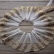 Lace Ribbon，Lace Trim， lace Ribbon Vintage Lace Trims, 5" 2 Yards Embroidered Lace Tulle Mesh Fabric for Vintage Clothes Sewing Accessories