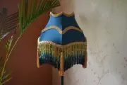 Lampshade mini dome teal silk hand-stitched table lampshade floor lampshade