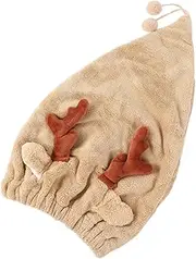 HONMEET Adorable Antler Fast Drying Hair Wrap High Absorption Shower Cap for Women Thickened Microfiber Design for Quick Hair Drying After Bathing