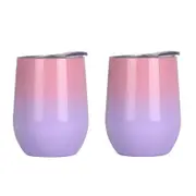 Stainless Steel Wine Tumbler with Lids, Double Wall Vacuum Insulated Travel Cup for Cocktail, Drink, Coffee, Tea and Beer 360ml - 2pack