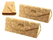 Pack of 2 Durable Cork Collapsible Sunglasses Case, Soft Interior, Folds Flat
