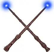 Magic Light Up Sound Wand 2 Pcs Wizard Witch Illuminating Toy for Kids Party Favor Costume and Cosplay Accessory