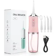 3 Modes Oral Irrigator Portable Dental Water Jet Flosser USB Rechargeable Tooth Pick Electric Teeth Cleaner Water Jet Floss 220ML Water Tank IPX7 Waterproof 4 Jet Tips for Adults