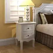 4x Wooden Bedside Tables Drawers Storage Shelf Side Cabinets Nightstand White