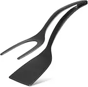 Vaguelly Egg Spatula Turner Tongs Non Tool for Omelette Pancake Steak Fish Premium Safe for Kitchen Use Black