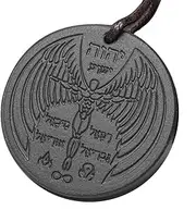 TAMHOPE Flying Archangel Protection Amulet Necklace,Meditation Volcanic Energy Stone Blocker Shield Necklace(43mm), One Size, Agate