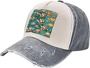 [YANYU] Many Animals Sea Turtles Print Fashion Washed Distressed Baseball Cap Vintage Adjustable Hat with Classic Brim