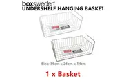 1 x White Metal Wire Undershelf Hanging Basket 39CMx26CM Table Drawer Storage Organiser Rack Shelves