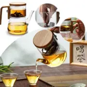 Magnetic Glass Teapot with Wood Handle Strainer One=Click Separation G7F0