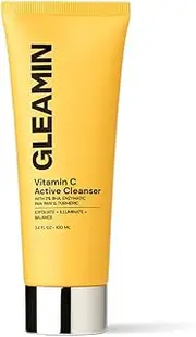 Gleamin Vitamin C Cleanser - Cream to Foam - 2% BHA, Paw Paw & Turmeric for Radiance, Exfoliation, and Pore Cleansing | pH Balanced, Non-Stripping, Fragrance-Free Brightening Face Wash - 3.4 FL OZ