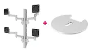 Atdec AWMS-4-4675 Quad 460mm Monitor Arms on 750mm Post / 12kg (26.5lb) Flat Screens, 10kg (22lb) Curved Screens + Grommet Clamp Desk Fixing, Silver