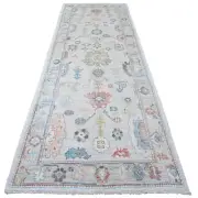 4'1"x11'7" White Hand Knotted Afghan Angora Oushak 100% Wool Runner Rug G20563