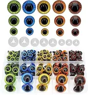 BESTCYC 1Box(80pcs) 3Size - 11mm/15mm/23mm 5Colors Threaded Shank Design Plastic Safety Eyes Craft Eyes with Washers for Crafts DIY Amigurumi Stuffed Animal, Toy, Doll DIY Making Supplies