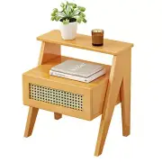 Solid Wood Bedside Table Luxury Cabinet Storage Shelves For Bedroom
