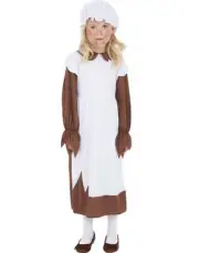 Childs Girls Fancy Dress Poor Victorian Girl Costume Brown/White by Smiffys