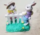 Cottontail Lane Arbor Picket Fence Easter Neightbors Talking Flirting RARE