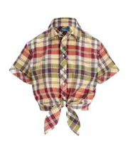 Polo Ralph Lauren Cropped Plaid Tie-Front Top US6,US4,US2 Multicolor