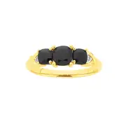 9ct Gold Sapphire & Diamond Ring in Black