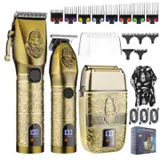 Hair Clipper and Electric Shaver Set All Metal Body Oil Head Electric Trimmer Pushing Cutting Carving and Shaving Set
