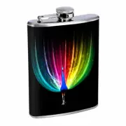 Rainbow Peacock Em1 Flask 8oz Stainless Steel Hip Drinking Whiskey