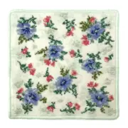 Enjeau Initial Flower White Handkerchief chenille fabric Christmas birthday gift