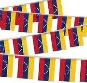 32FT Small Venezuela Pennant Flag Bunting,30 PCS Mini String Banner Strip Venezuelans National Decor Rectangle for Holiday Restaurant Home Party School
