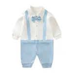 COLORLAND男寶寶西裝 周歲禮服 紳士長袖包屁衣 連身衣 淺藍領結西裝