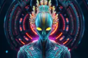 Alien Psy UV tapestry, Blacklight Reactive, Psychedelic Wall Hanging, DMT Art