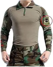 [ATAIRSOFT] Men's BDU Combat Long Sleeve Camouflage Shirt with Elbow Protection for Military Army Airsoft Black