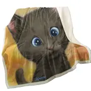 Cute Kittens Art Silly Blue Eyes Cat Throw Blanket