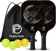 DULCE DOM Pickleball Paddles Set of 2/4, 4 Indoor Outdoor Pickleball Balls, F...