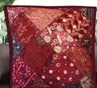 24" VINTAGE SARI SEQUIN BEAD THROW CHAIR/ SOFA CUSHION PILLOW COVER LIVING ROOM
