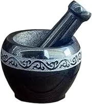 Traditional Grind, Whole Stone Garlic Pounder Household Stone Mortar Kitchen Grinder Pestle Set Medicine Grinder Masher(13x9cm)