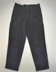 Vtg Dockers Corduroy Pants Mens 32x32 Relaxed Fit Navy Blue Pleated Cuffed NOS