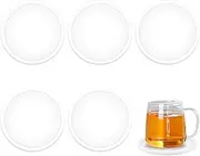 5 Pack Silicone Coasters Non Slip Coaster Round Coaster for Drinks,Cup Pad Mat Black Round Silicone Rubber Mug Coaster,Anti Slip Silicone Coaster Cup Coaster Cup Table Pad Cup Mate Coaster,White